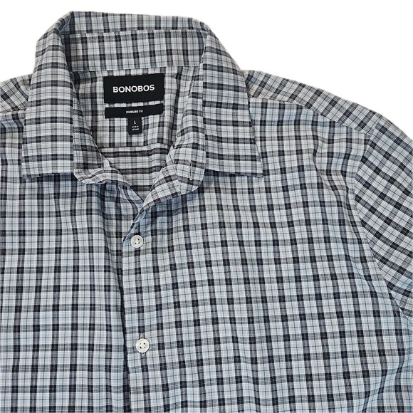 Bonobos Button Down Shirt Mens Large Plaid Black Casual Cotton Long Sleeve Top - Picture 6 of 8